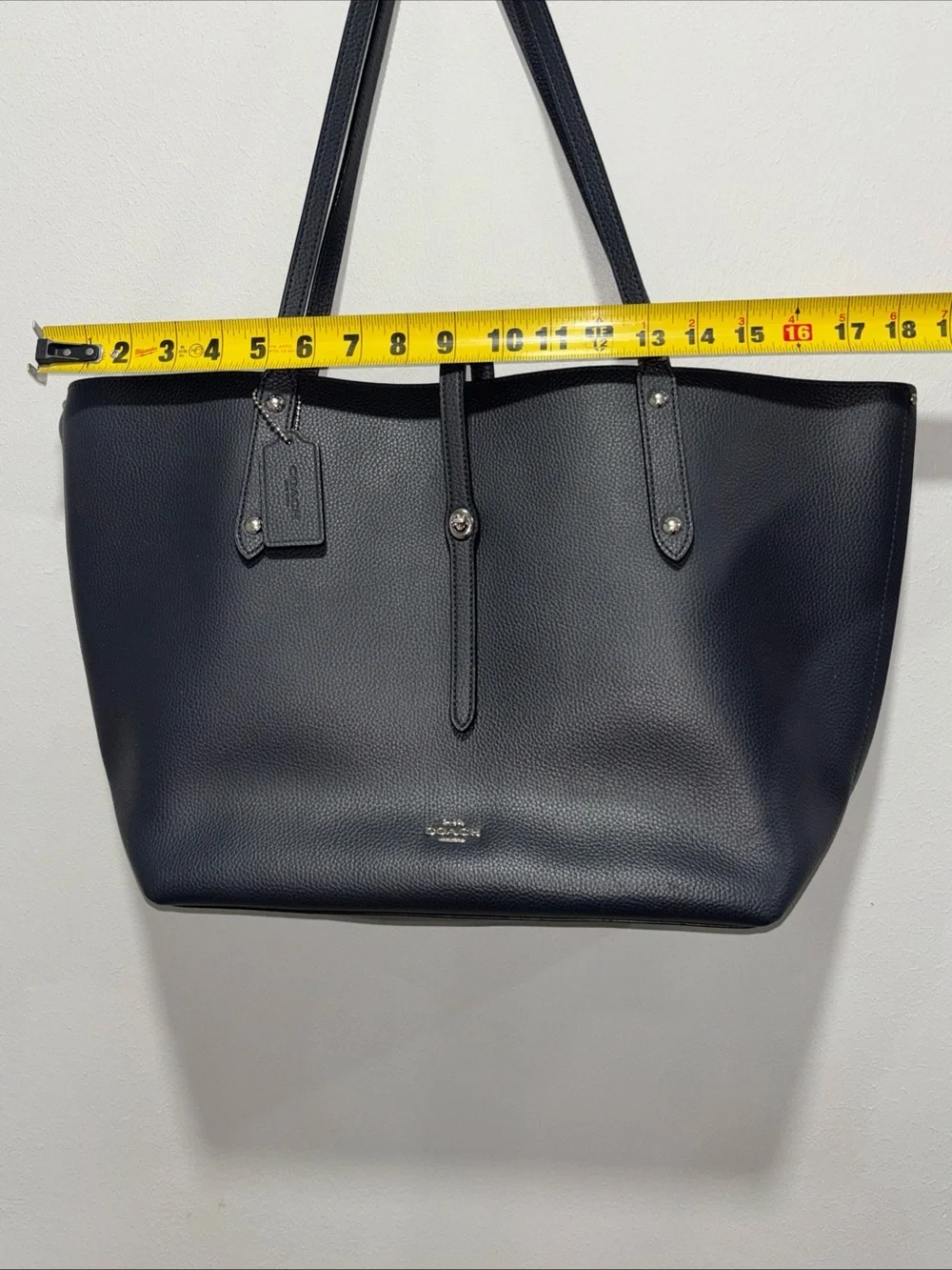 COACH Market Tote 58849 Dark Blue Leather Shoulder Bag Large Capacity